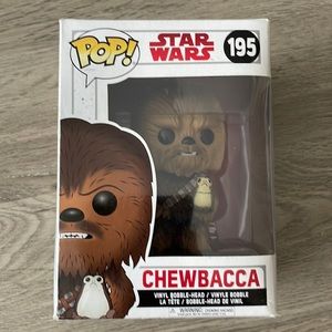 Funko POP Star Wars Chewbacca w/Porg in hand #195 Bobble-Head